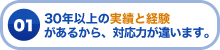 01 30年以上の実績と経験があるから、対応力が違います。